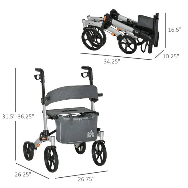 Aluminum Rollator Walker 299lbs